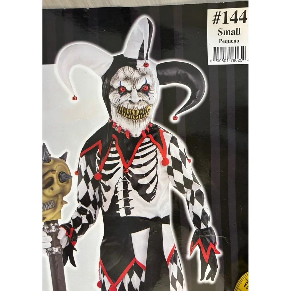 Sinister Jester Halloween Costume Boys Size Small 4-6 Harlequin 5 Piece Party